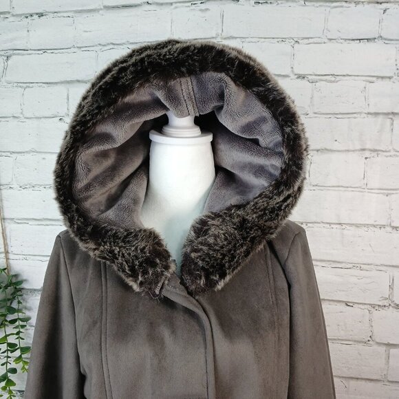 WOMEN'S NAUTICA BRAND COAT, THIGH LENGTH, FAUX FUR LINED HOOD, SIZE LARGE, Y2K - Picture 3 of 12